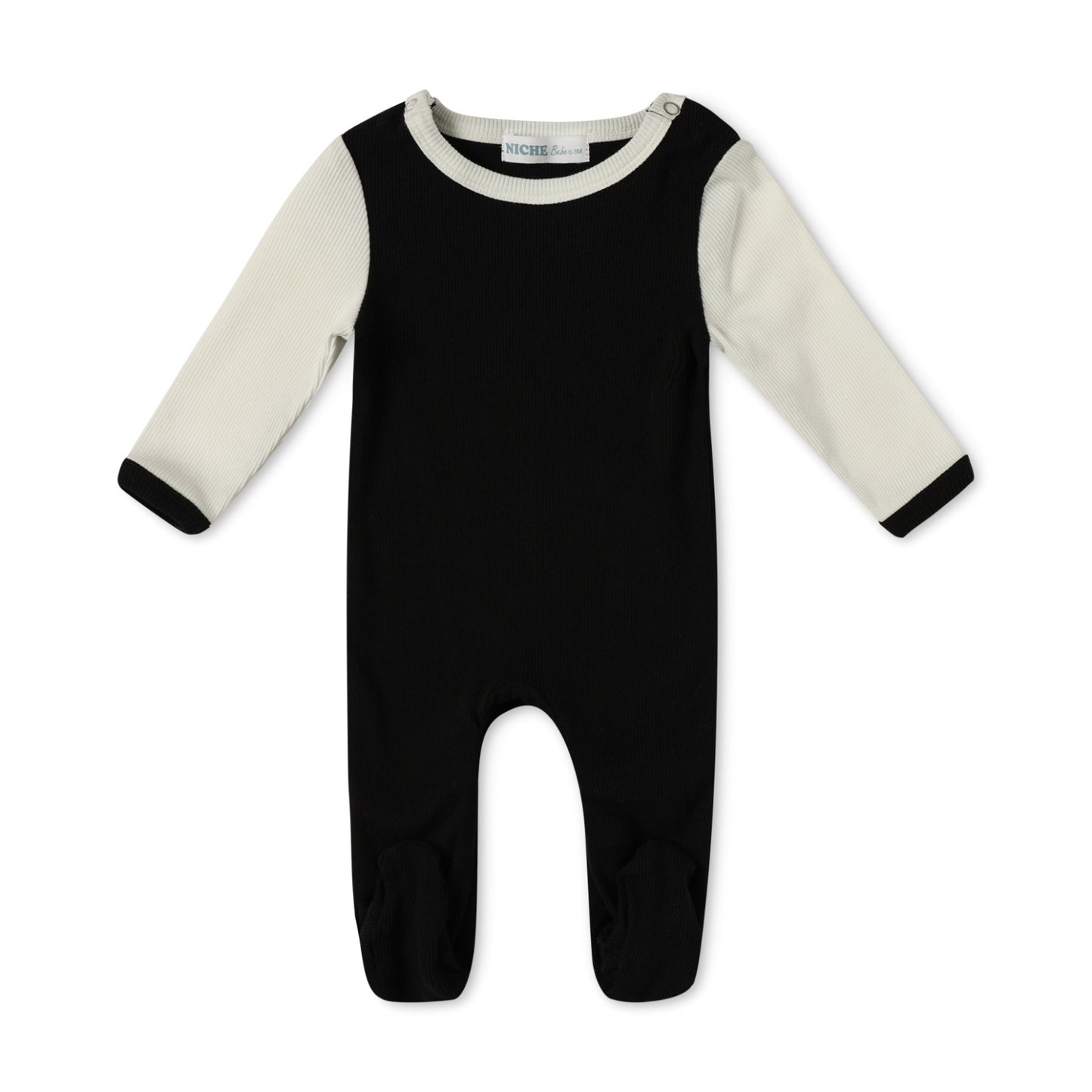 Black Color Block Footie