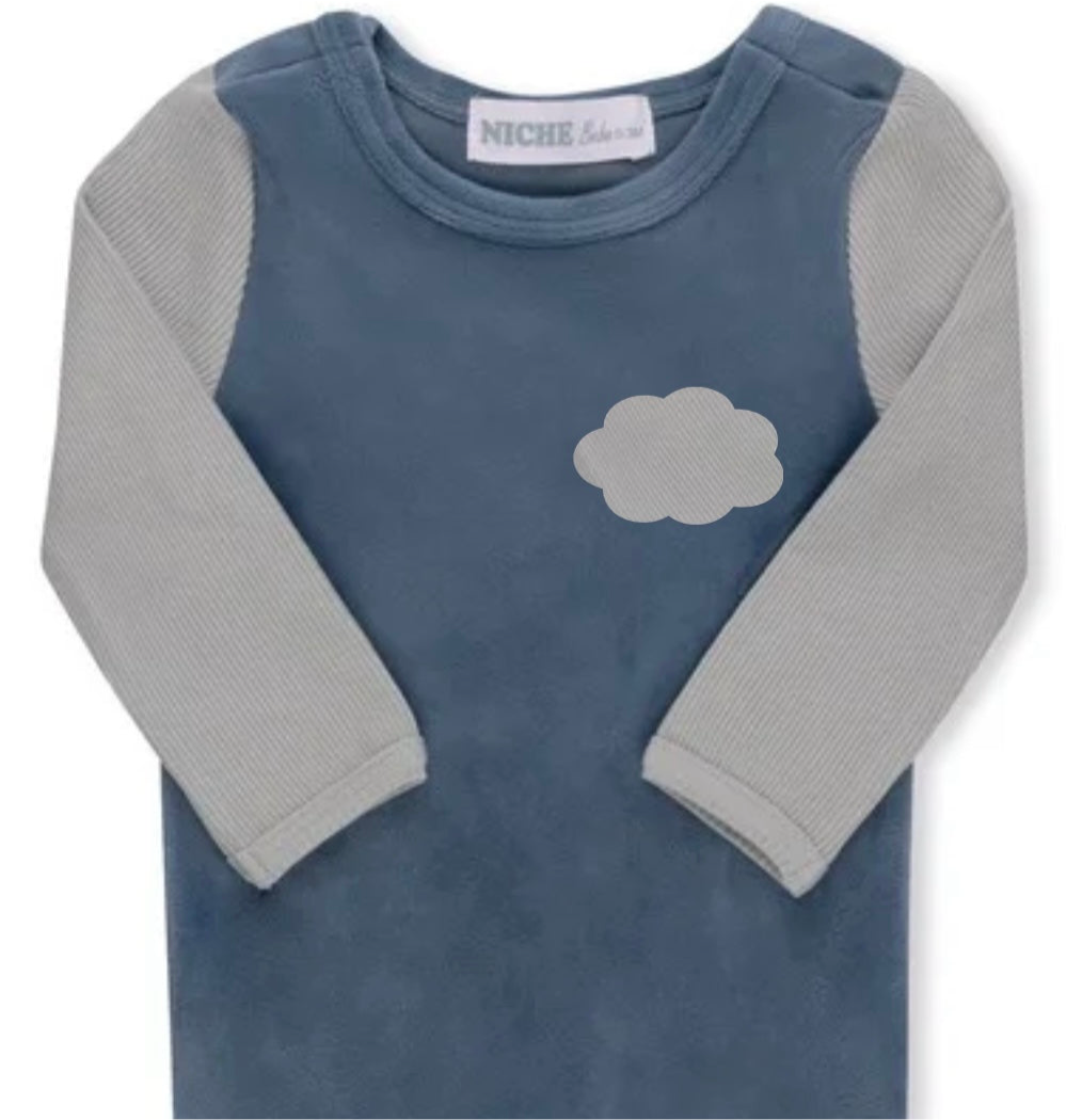 Blue Ribbed Velour Set