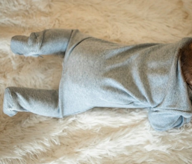 Heather Grey Ribbed Footie