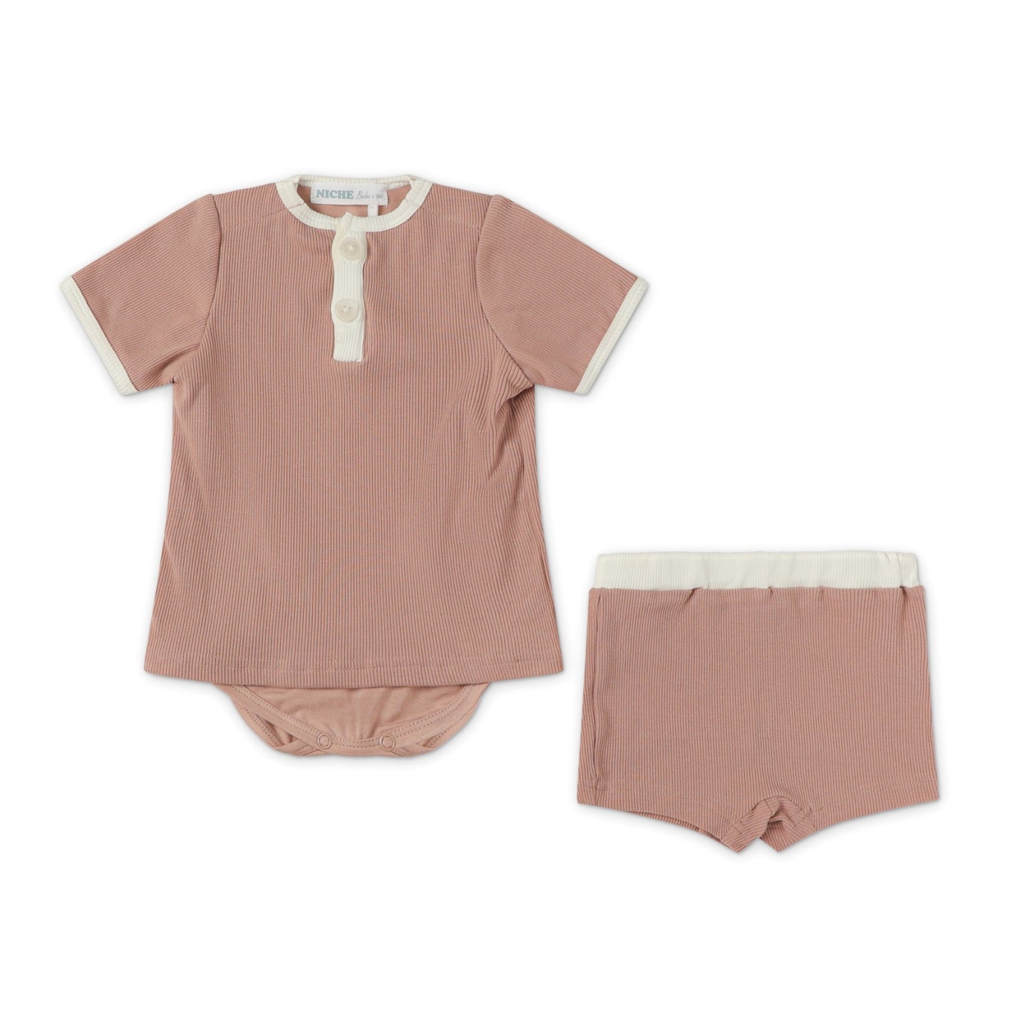 Dusty Rose Short Sleeve Ribbed Set