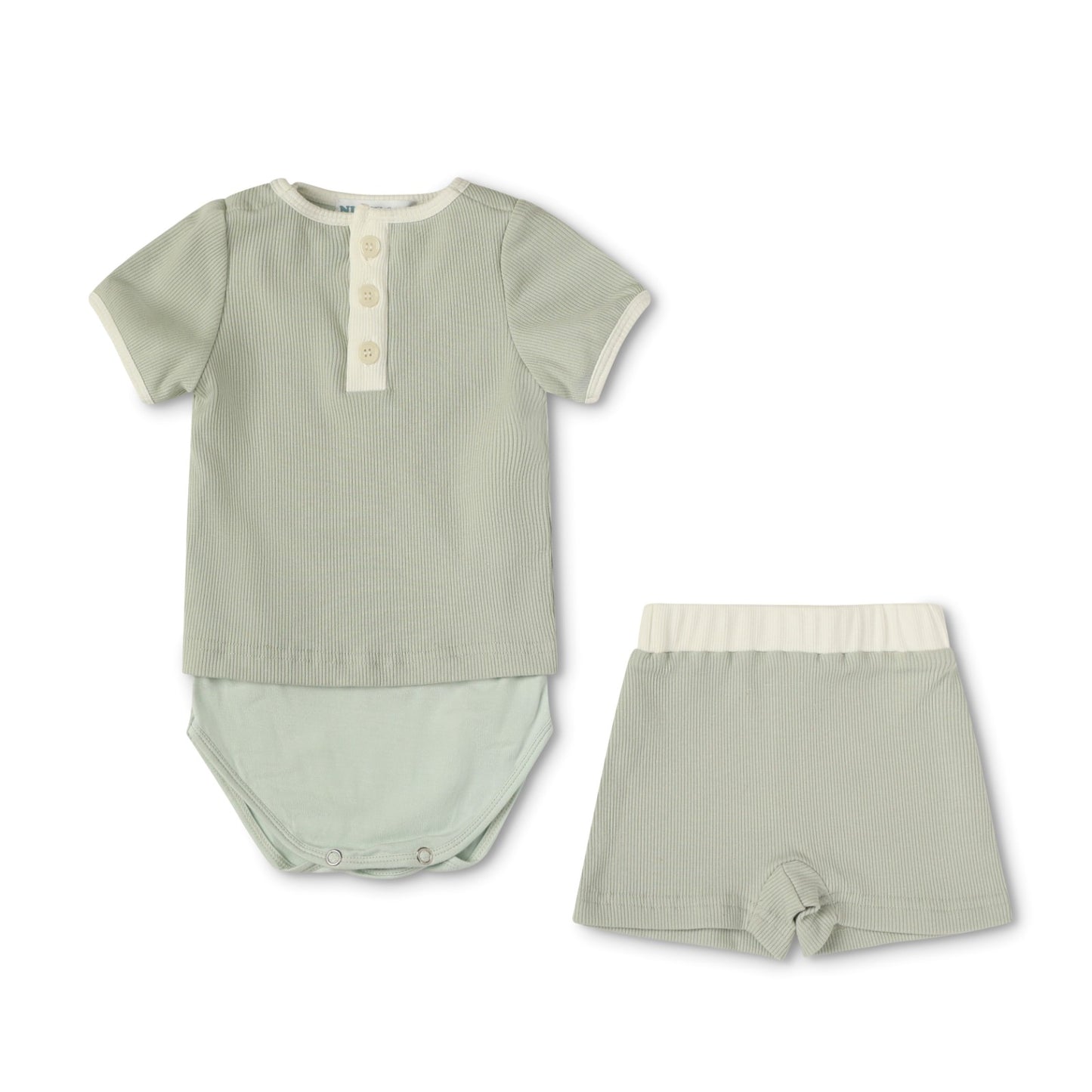 Sage Short Sleeve Ribbed Set