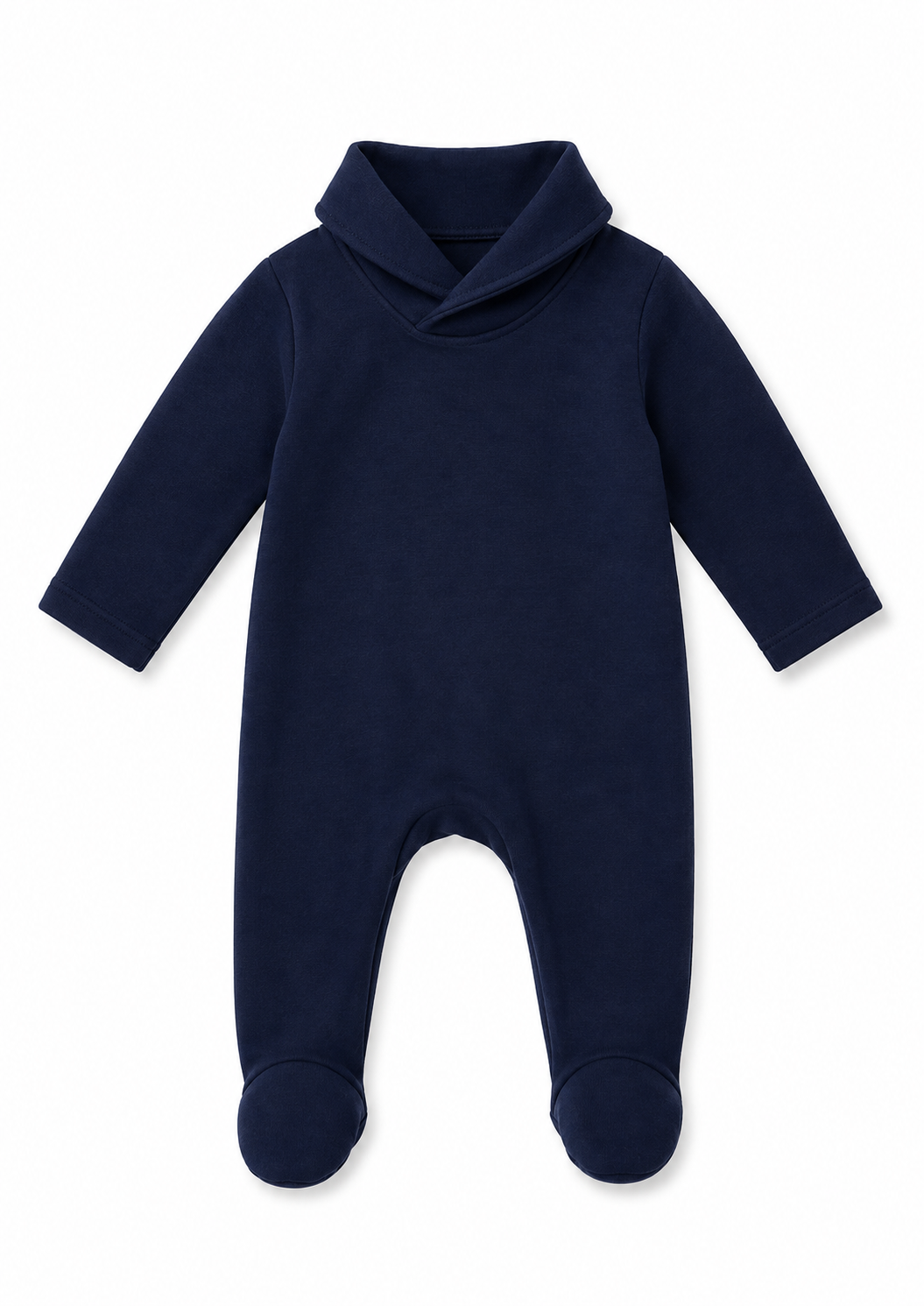 Navy Shawl Collar Footie