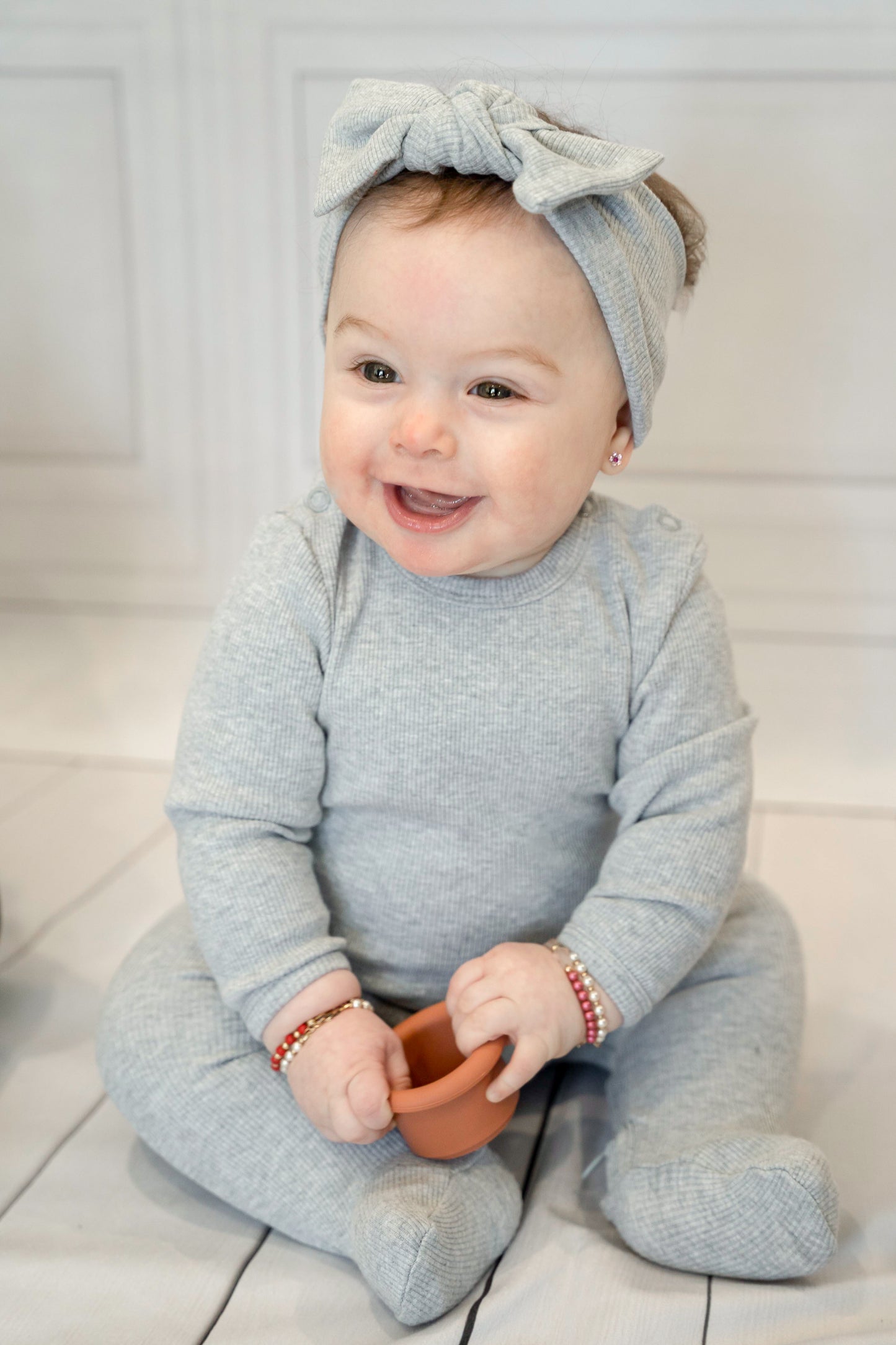 Heather Grey Ribbed Footie