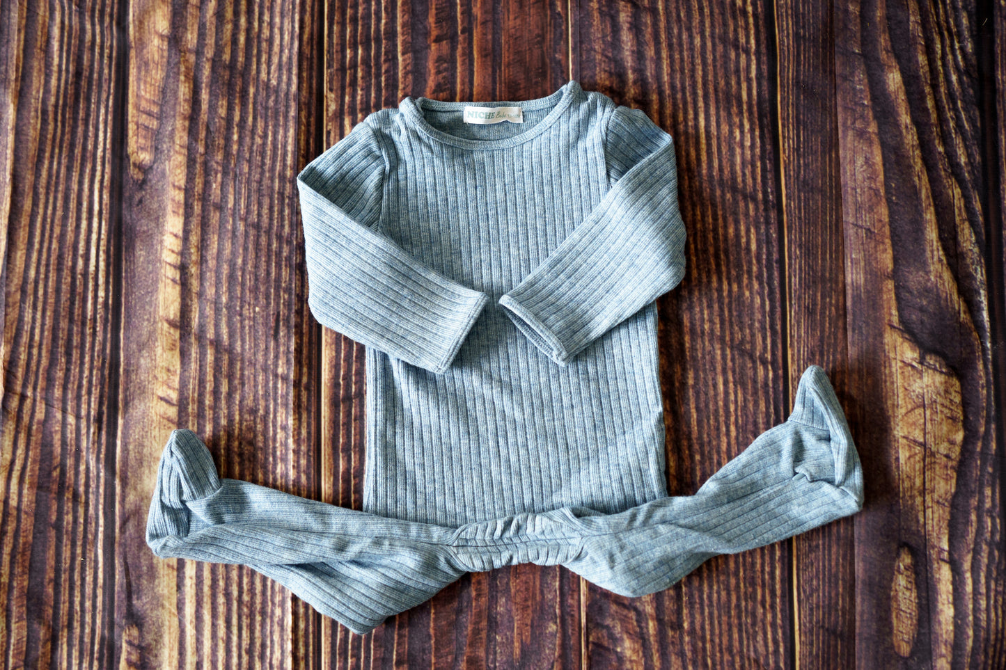 Powder Blue Thick Ribbed Pocket Footie