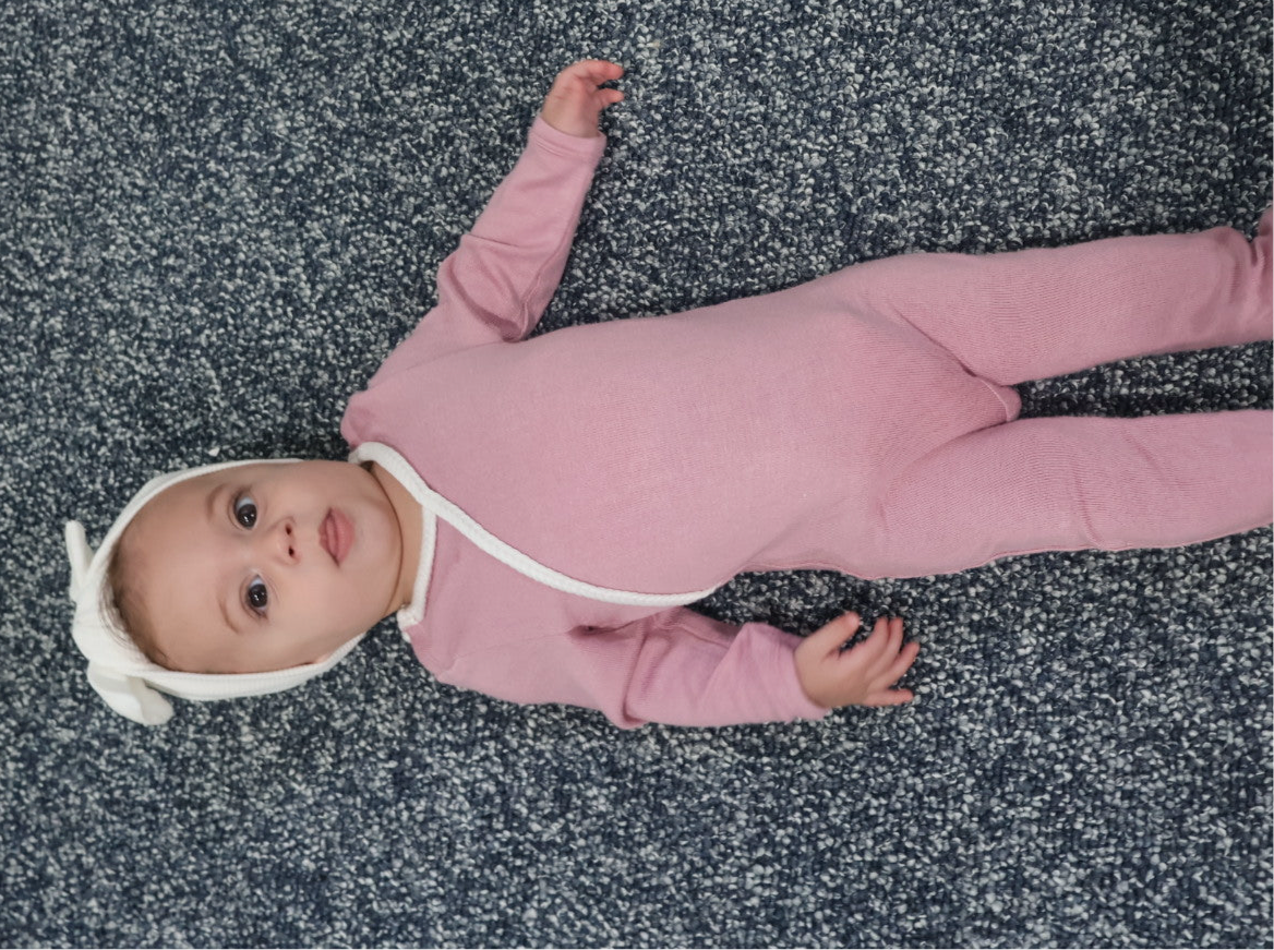 Pink/White Braided Kimono Footie