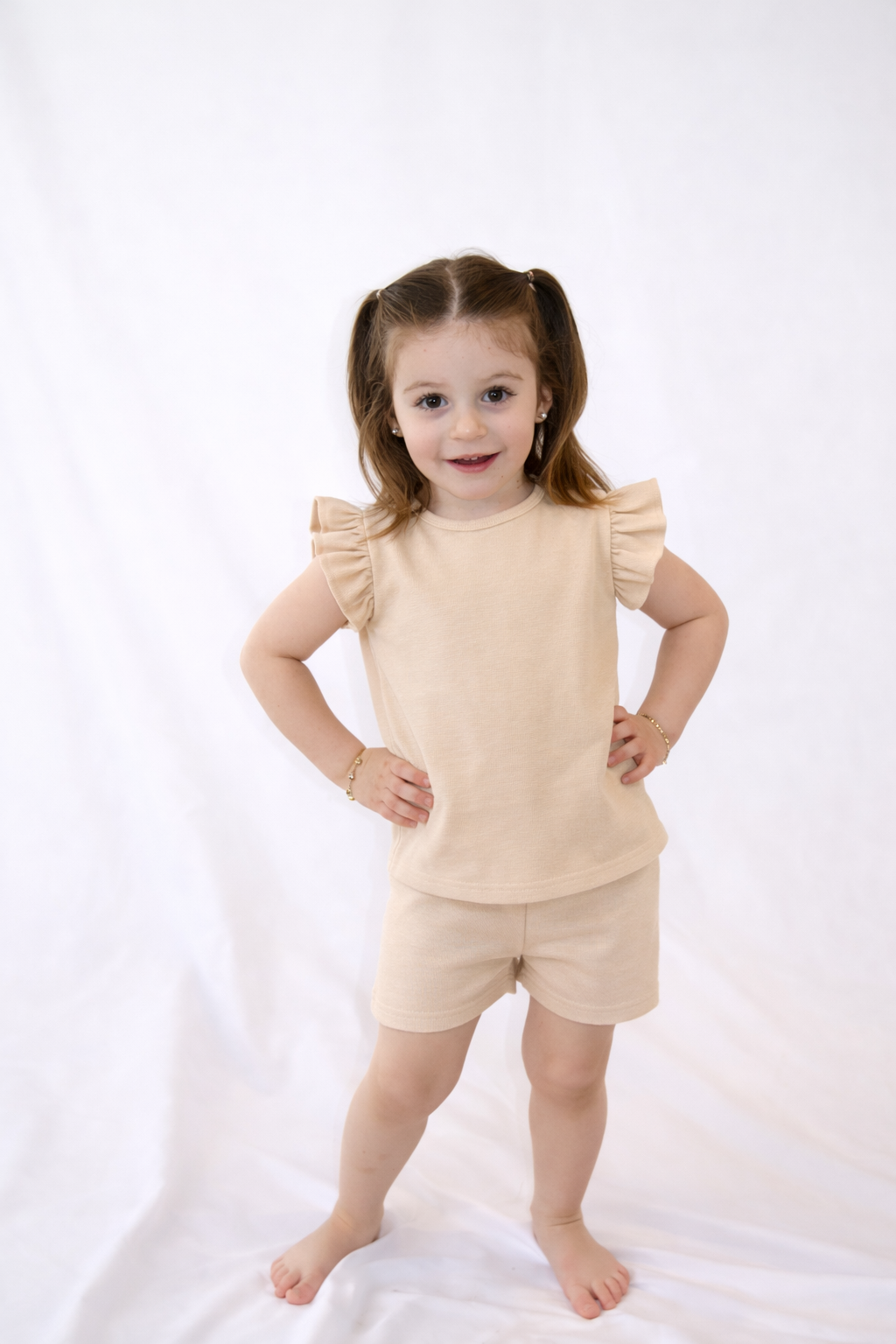 Ivory Knit Flutter Sleeve Set