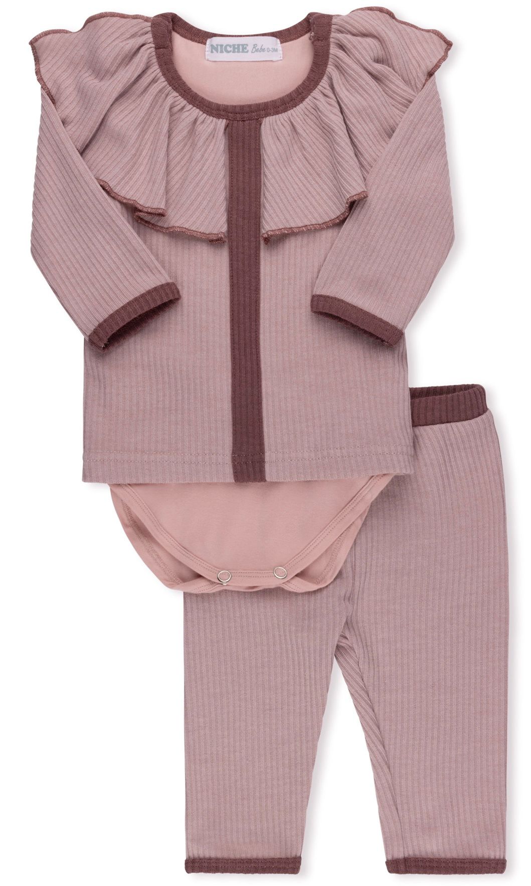 Ivory Flounce Stripe Set