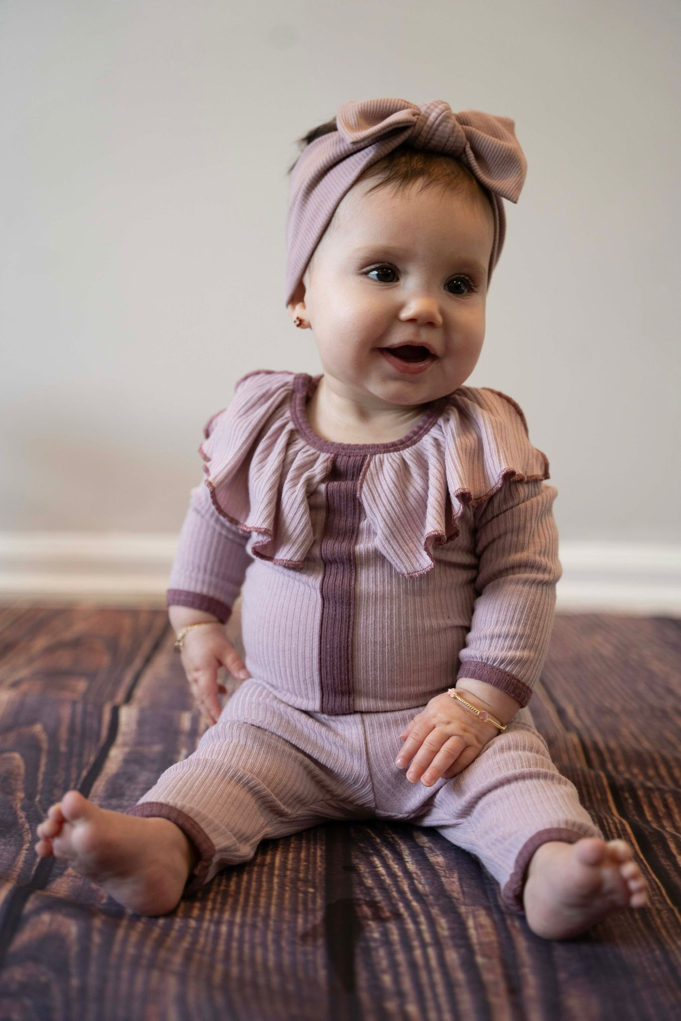 Mauve Flounce Stripe Set