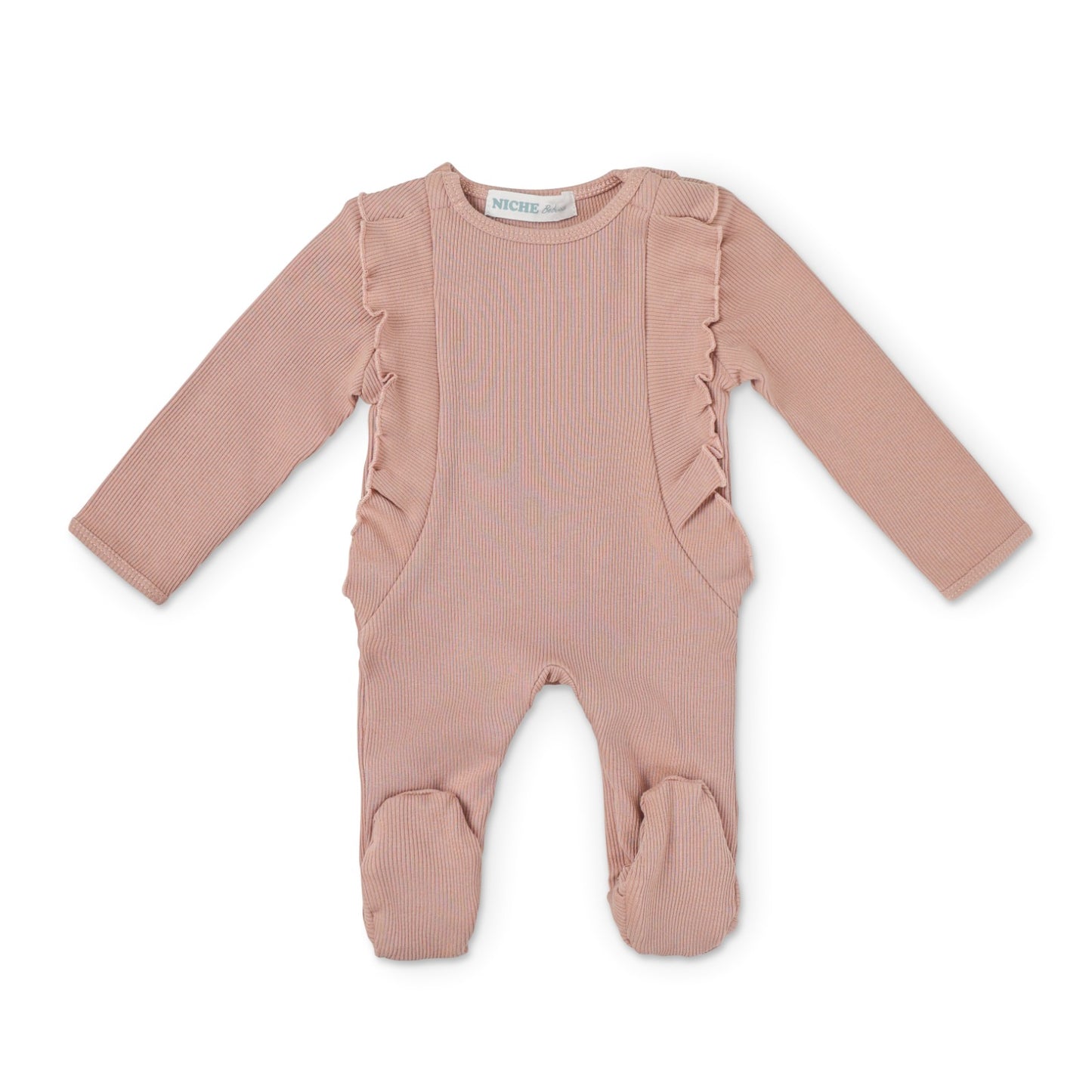 Dusty Rose Ruffle Footie