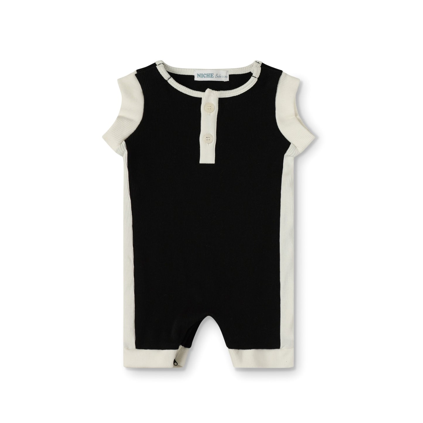 Black Color Block Romper