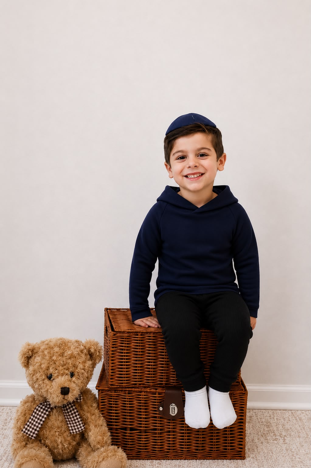 Navy Shawl Neck Top