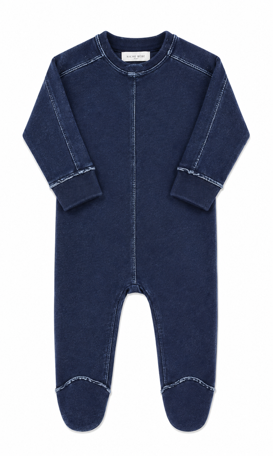 Navy Distressed Footie