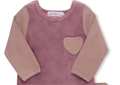 Pink Ribbed Velour Footie