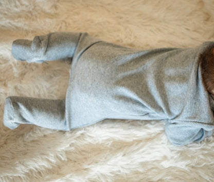 Heather Grey Ribbed Footie