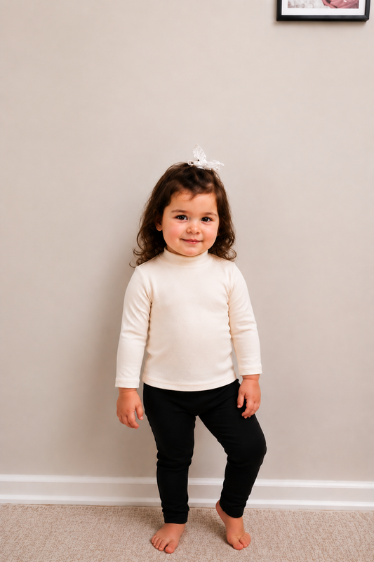 Ivory Ribbed Mock Neck