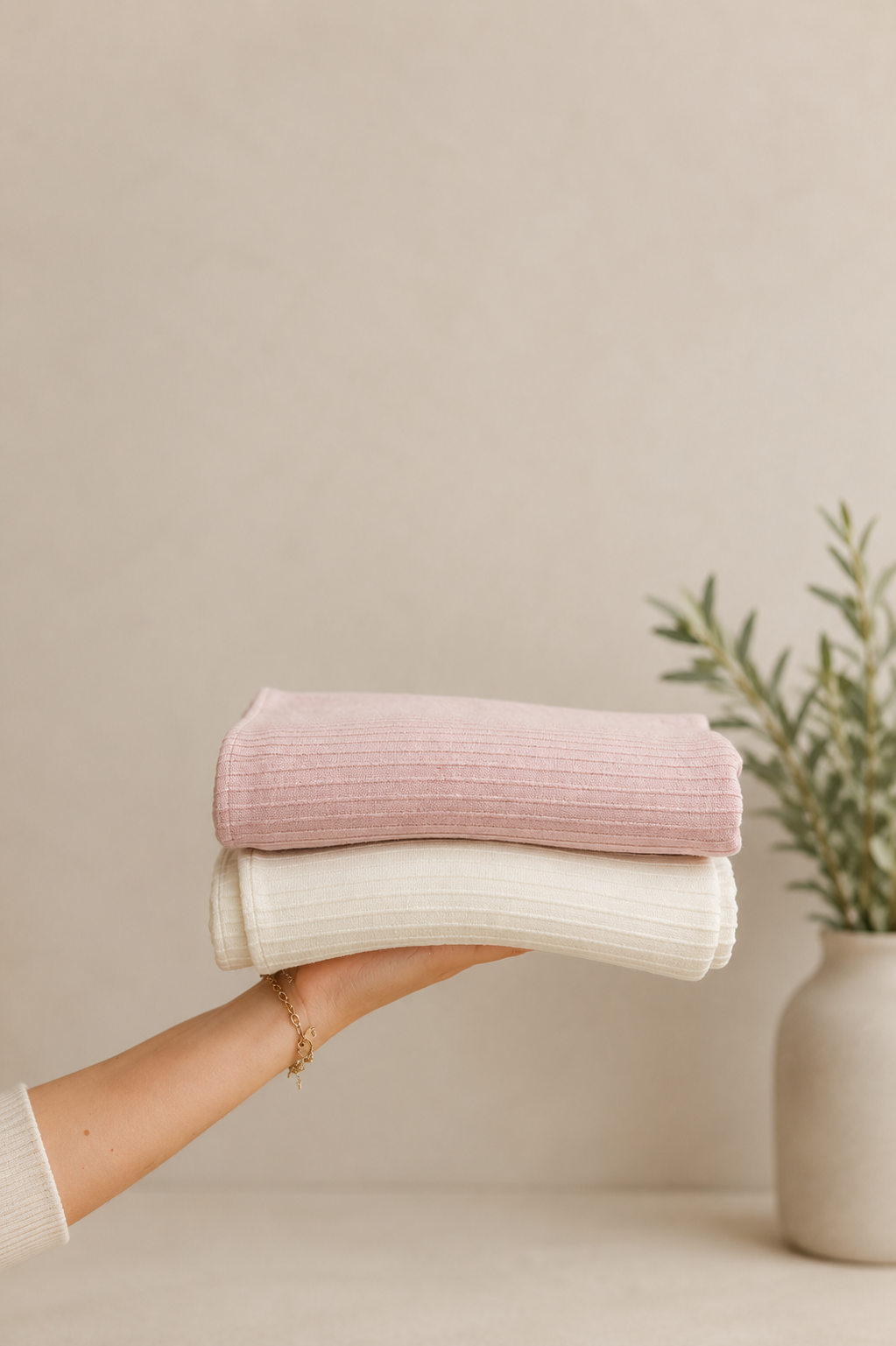 Ivory Pure Ribbed Blanket