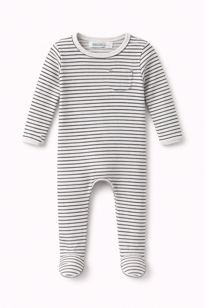 Black Striped Pocket Footie