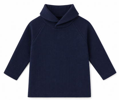 Navy Shawl Neck Top