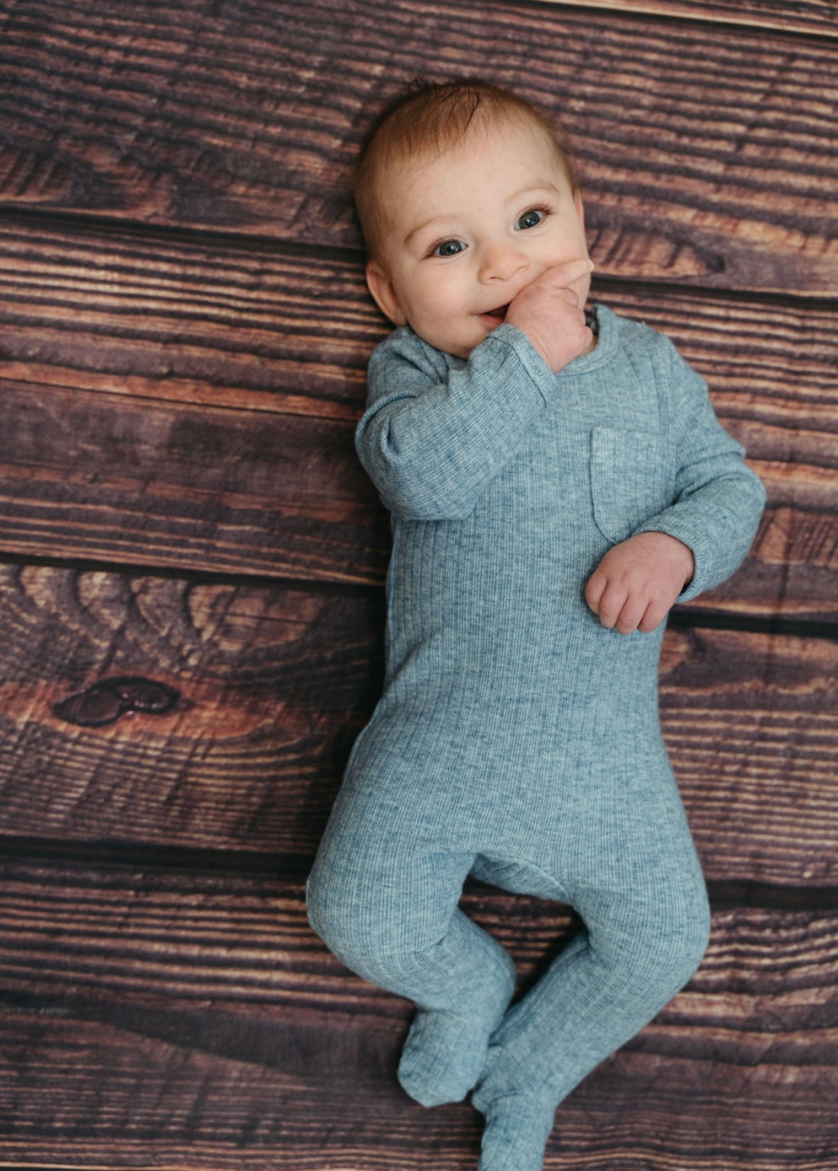 Powder Blue Thick Ribbed Pocket Footie