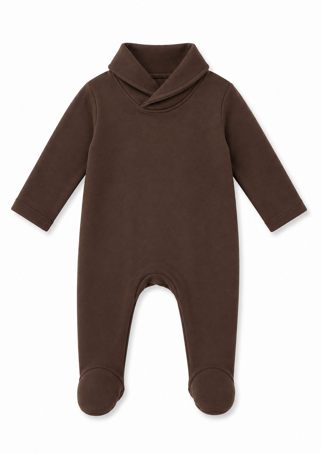 Brown Shawl Collar Footie