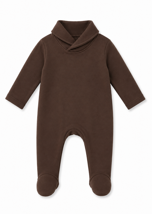 Brown Shawl Collar Footie