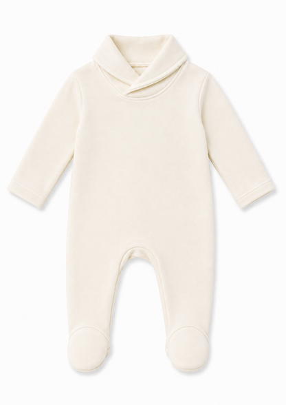 Ivory Shawl Collar Footie