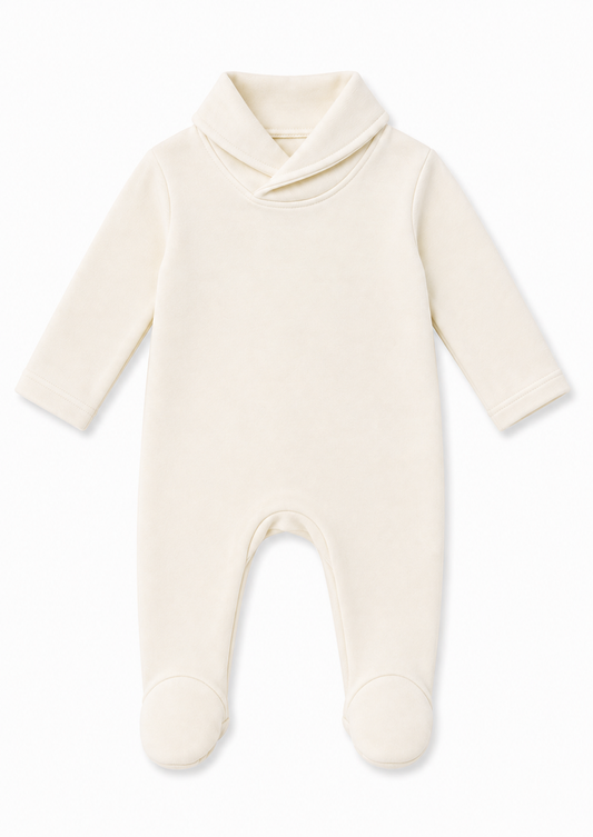 Ivory Shawl Collar Footie
