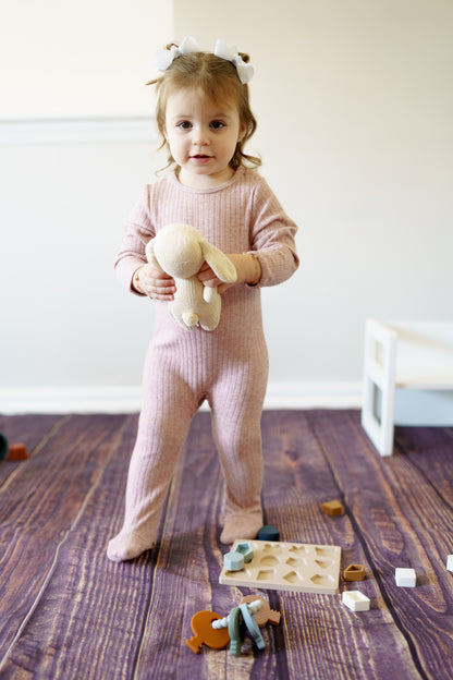 Dusty Rose Thick Ribbed Footie