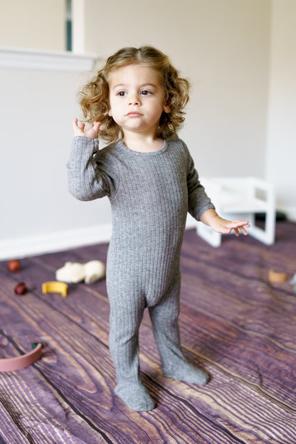 Heather Grey Thick Ribbed Footie