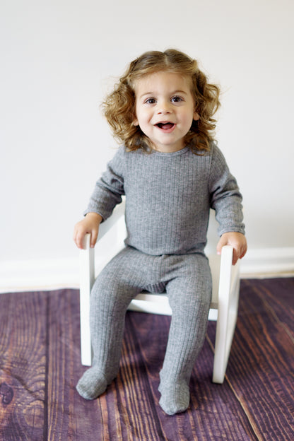 Heather Grey Thick Ribbed Footie