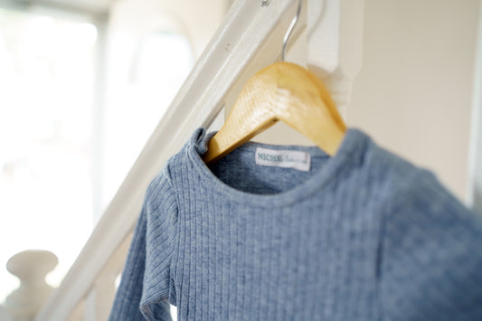 Powder Blue Thick Ribbed Pocket Footie