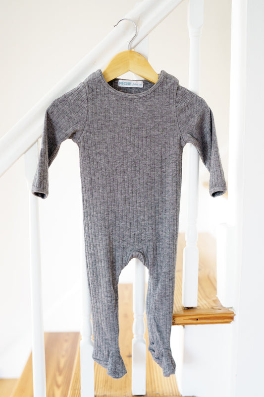 Heather Grey Thick Ribbed Footie