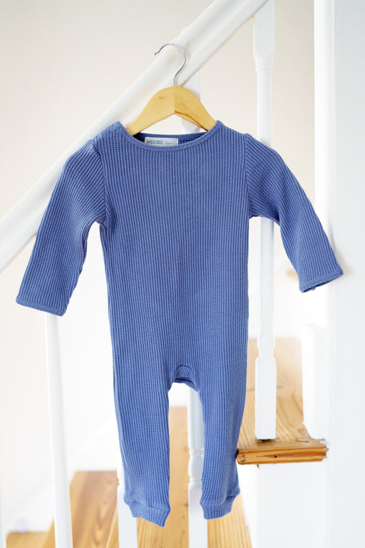 Steel Blue Waffle Knit Romper