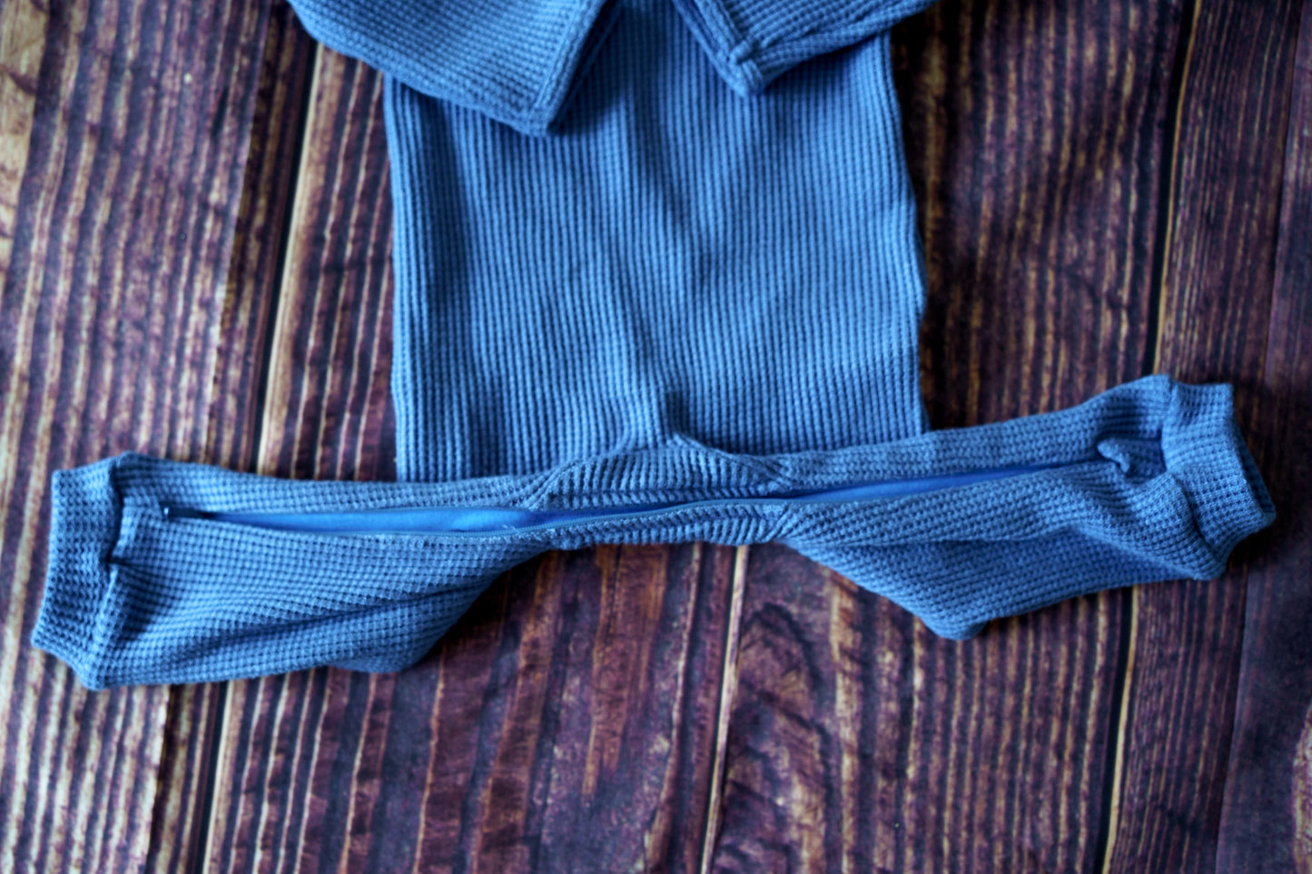 Steel Blue Waffle Knit Romper