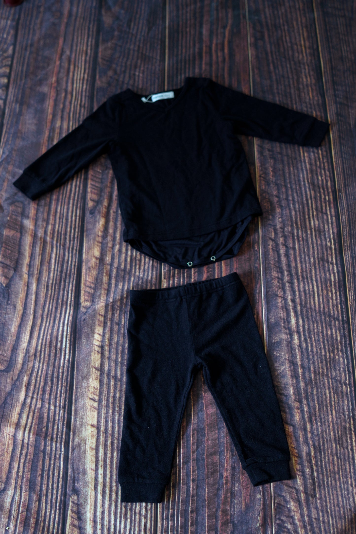 Black V-Neck Set