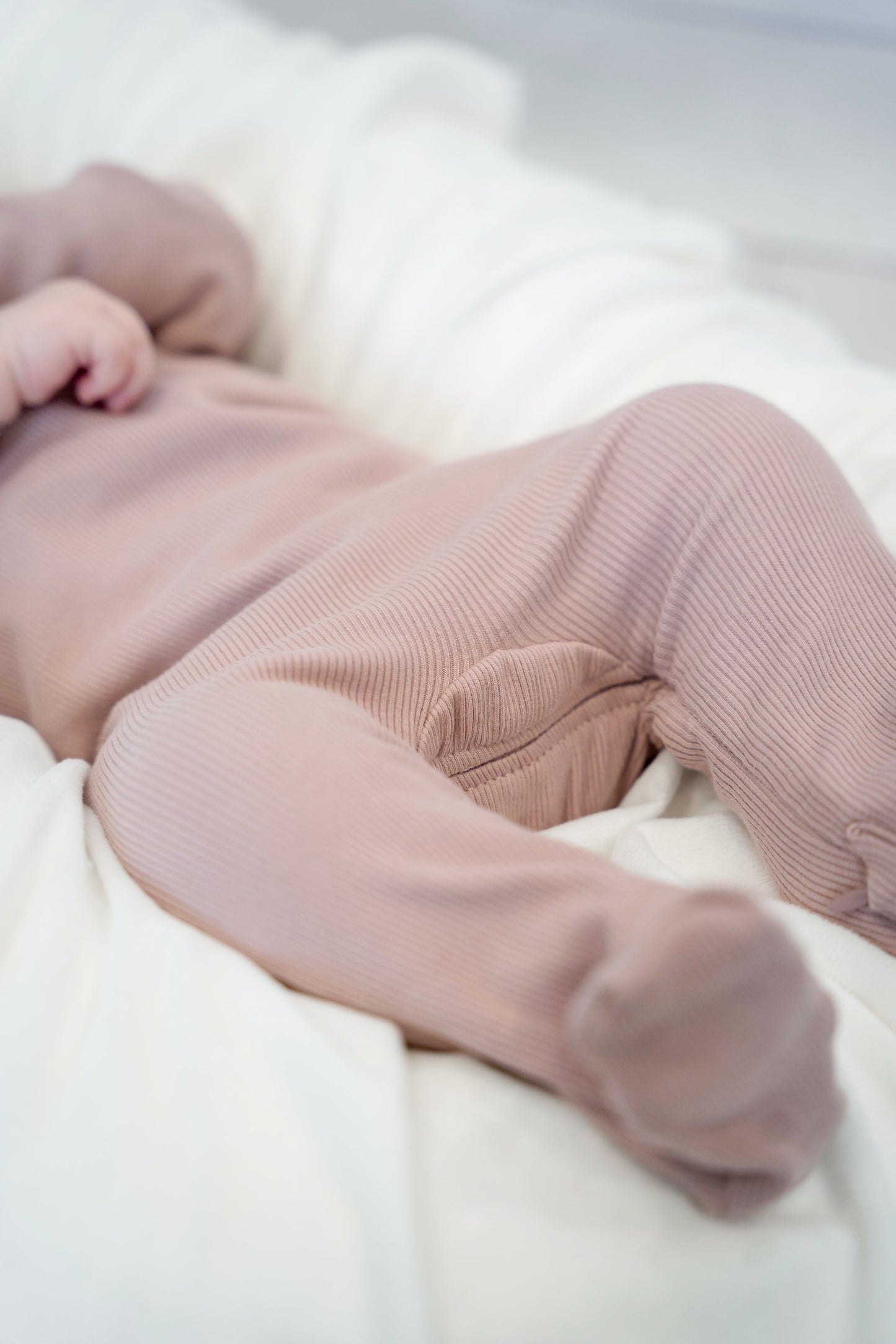 Dusty Rose Ribbed Footie