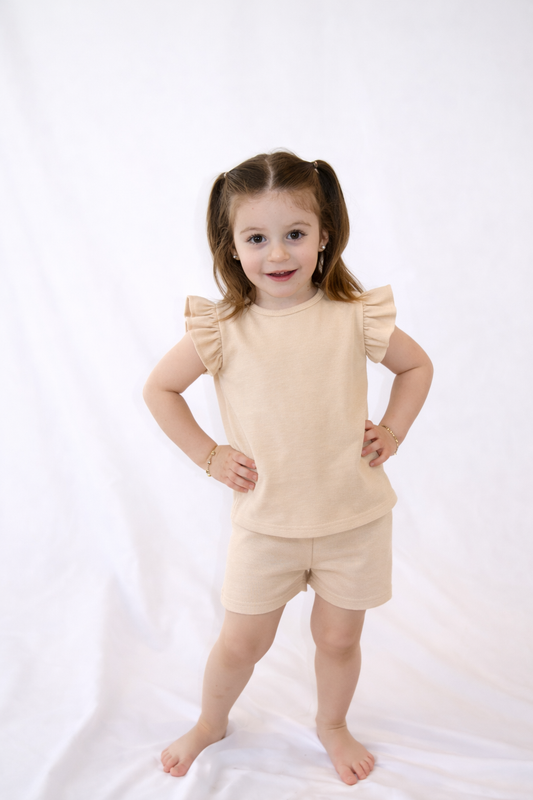Ivory Knit Flutter Sleeve Set