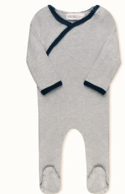 Beige/Navy Braided Kimono Footie