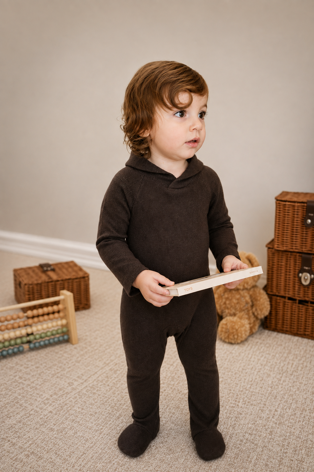 Brown Shawl Collar Footie