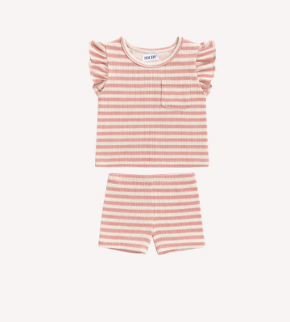 Pink Flutter Sleeve Set