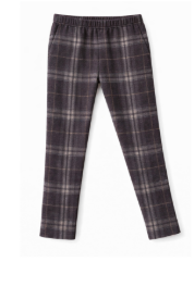 Brown Plaid Stretch Pants
