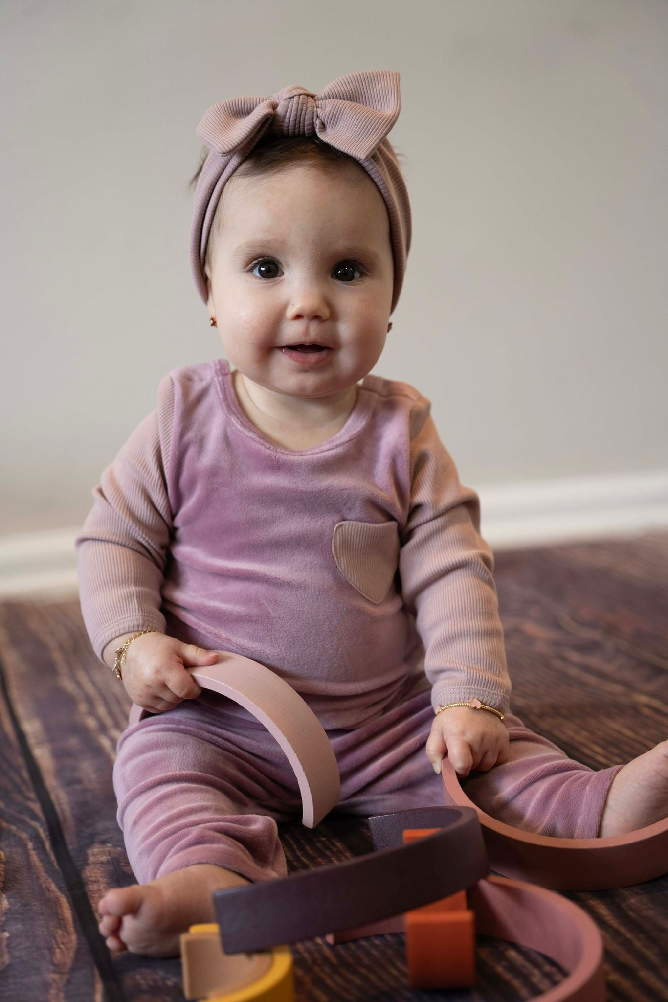 Pink Ribbed Velour Set