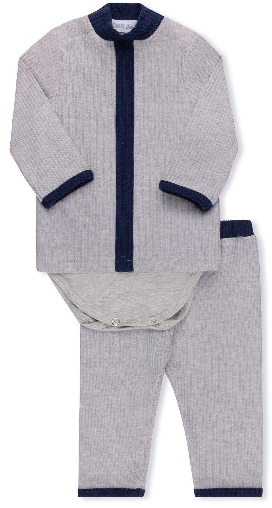 Heather Grey Herringbone Stripe Set