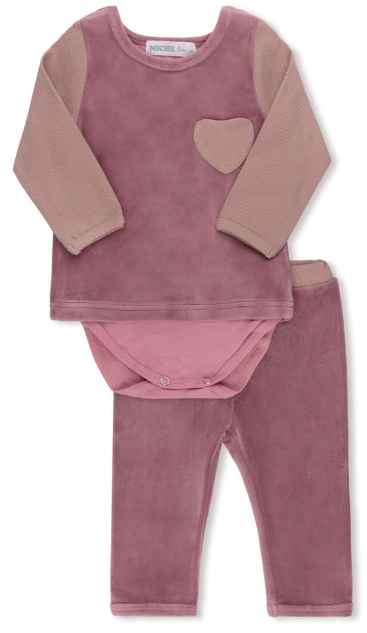 Pink Ribbed Velour Set