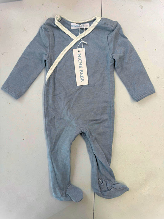 Blue/White Braided Kimono Footie