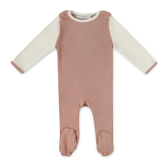 Dusty Rose Color Block Footie