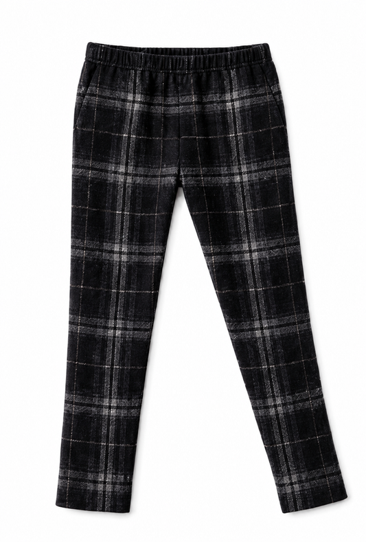 Black Plaid Stretch Pants