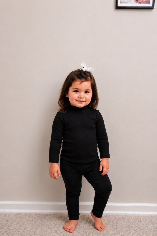 Black Ribbed Mock Neck