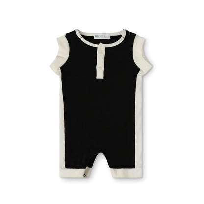 Black Color Block Romper