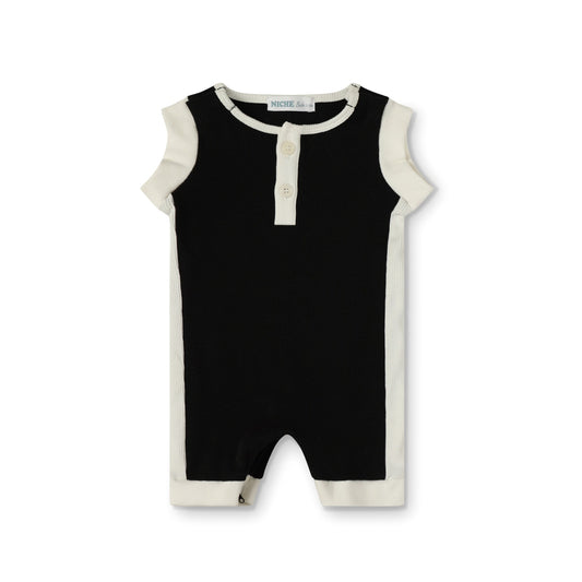 Black Color Block Romper